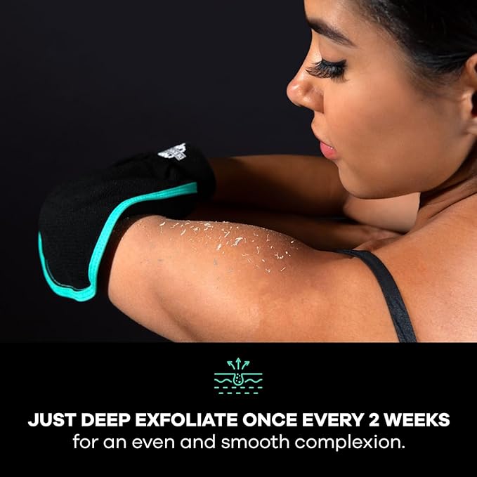 Dermasuri - Deep Exfoliating Body Mitt & Back Scrub Bundle - Bath & Shower Body Scrubs - Cleansing & Full Body Exfoliation - Spa Exfoliator Glove - Dry Skin Care Treatment for Women & Men