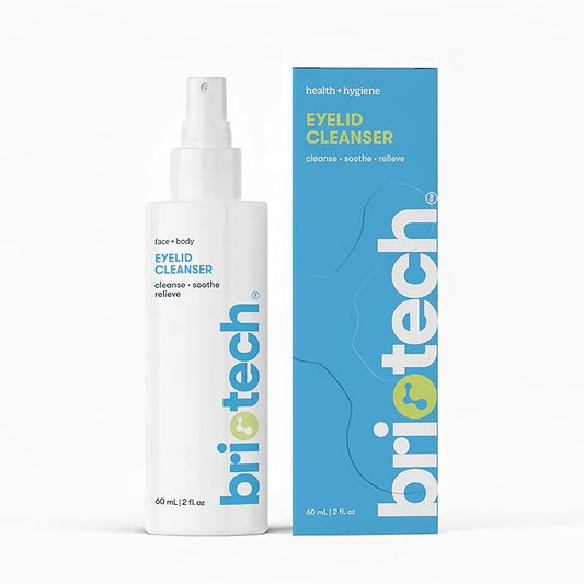 BRIOTECH Eyelid Cleanser, Hypochlorous Acid Spray, Lid & Eyelash Cleanser, Soothe Sensitivities, Calm Redness & Bumps, Support Against Irritation, Vegan, Travel Size 2 Fl oz (1 Pack)