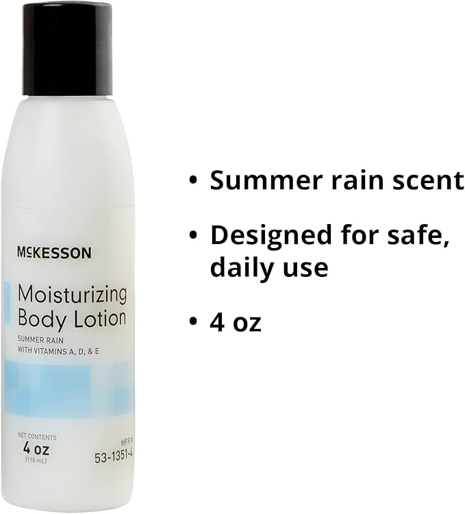 McKesson Moisturizing Body Lotion with Vitamins A, D, E, Summer Rain Scent, 4 oz, 1 Count
