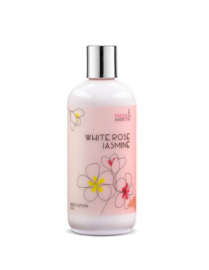 Home Spa Gift 10oz Deep Moisturizing Fragrance Body Lotion & 8 oz. Fine Fragrance Body Mist Set Luxury Self-Care Combo for Women & Girls (White Rose Jasmine)