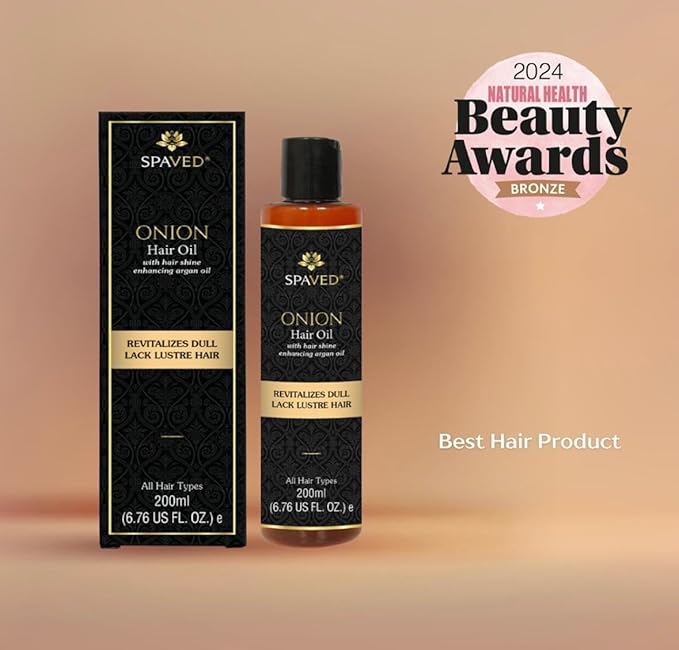 Onion Hair Oil with Rosemary & Argan – Natural Hair Oil for Hair Growth, Dandruff & Itchy Scalp – Vitamin E, Jojoba Oil – Sulfate-Free, Paraben-Free – 6.76 fl oz