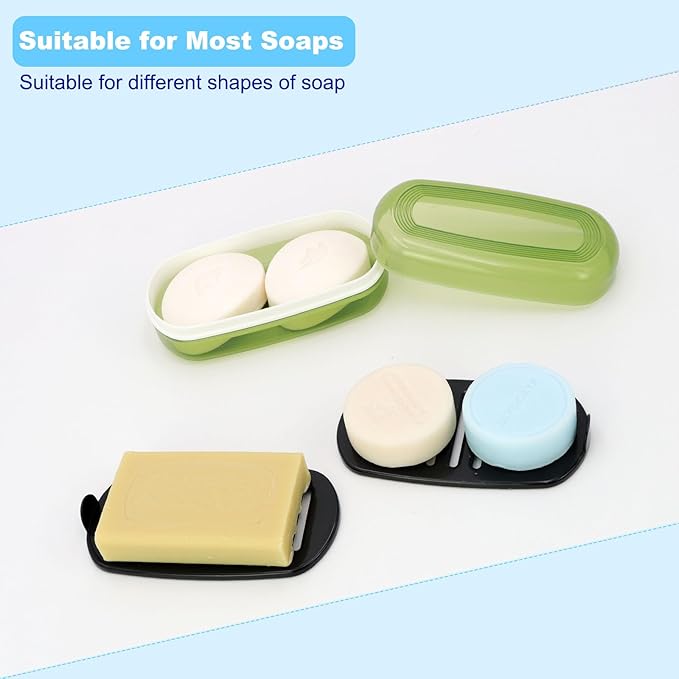 Solid Shampoo Bar Holder, Large Bar Soap Holder, Travel Soap Container, Soap Box with Draining Layer, Soap Case for Bathroom, Traveling, Gym, Camping (Green Style-1-Large)