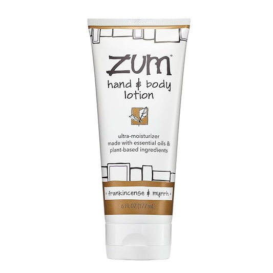 Indigo Wild Zum Hand & Body Lotion - Natural Hand Lotion for Dry Hands - Body Lotion for Women & Men - Body Moisturizers Include Shea Butter, Jojoba Oil & More - Frankincense & Myrrh Scent - 6 fl oz