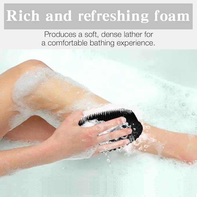 2 Pack Silicone Body Scrubber with Loofah Exfoliating Soft Body Shower Scrubber for Body, 2 in 1 Bath and Shampoo Wash Brush for Skin Exfoliation Men Women (Purple&Black)