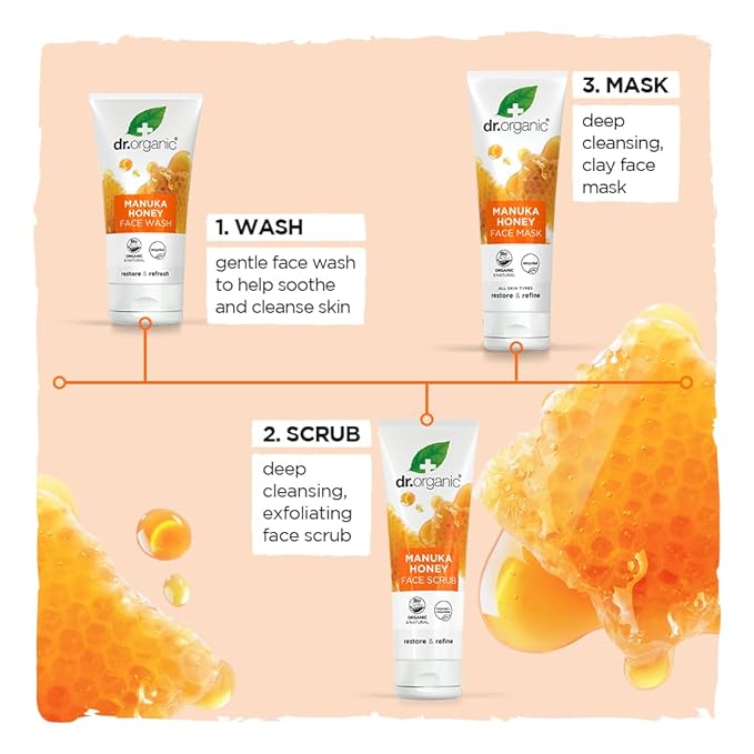 Dr. Organic Manuka Honey Face Wash | Gentle, Soothing, Cleansing, For Dry and Sensitive Skin, Certified Organic, Paraben & SLS-Free, Natural, 150 mL / 5 fl oz