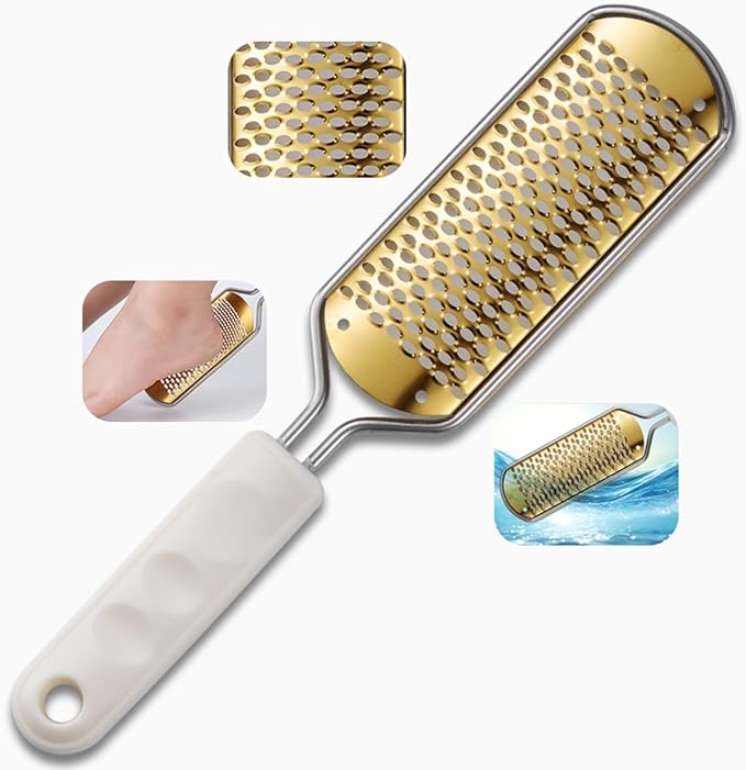 White Foot File Callus Remover, Foot File for Feet – Professional Pedicure Tool for Dead Skin Removal & Cracked Heels – Ultimate Stainless Steel Foot Scrubber for Soft, Healthy Feet
