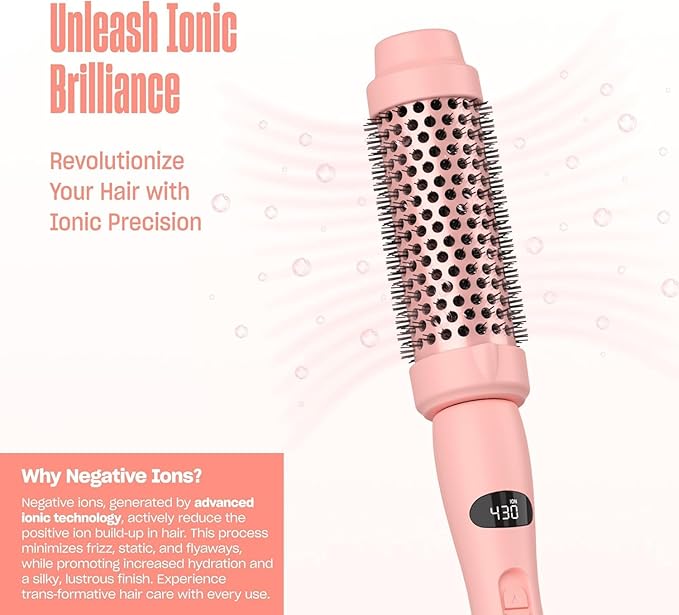 Bekind Twist Pro Upgraded Thermal Brush - 1.5 Inch Versatile Heated Round, Effortless Curling Hair Styling Tools, Negative Ion Blow Out Hot Round Brush, 20s Fast Heats (Peach)