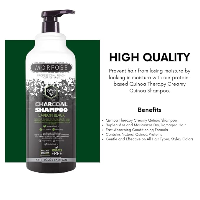 Morfose Professional Quinoa Protein Shampoo, Strengthening Color Care, Revives Dullness, promotes Softness and Shiny Hair, Nourishes Strands for Beautiful Hair, 33.81 Fl oz