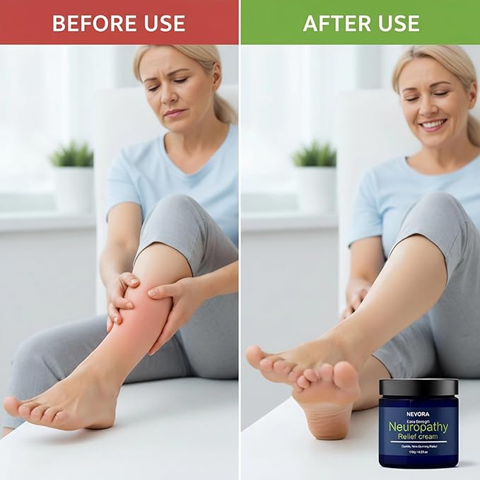 Nevora Neuropathy Relief Cream – Gentle, Fast-Absorbing Moisturizing Cream for Feet, Legs & Hands with Ravensara & Aloe Vera, Vegan & Non-Greasy (4.23 oz) (1PCS, 4.23 OZ)