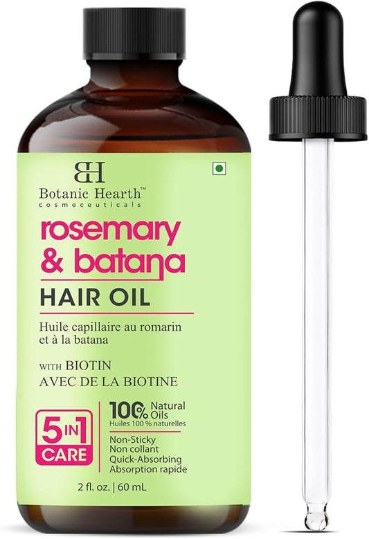 Botanic Hearth 100% Pure Rosemary Batana Oil For Hair Growth | Hair Oil Repairs Dry Damaged Hair, Strengthening, Healthier - Hair Tonic, 2 fl oz