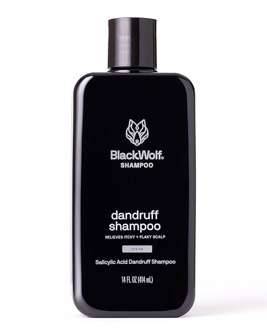 Black Wolf Anti-Dandruff Shampoo - Advanced Dandruff-Fighting & Itch Relief Formula with Salicylic Acid, Removes Buildup & Flakes - for Itchy Scalp - Thick & Rich Lather Cleanses Scalp - 14 oz