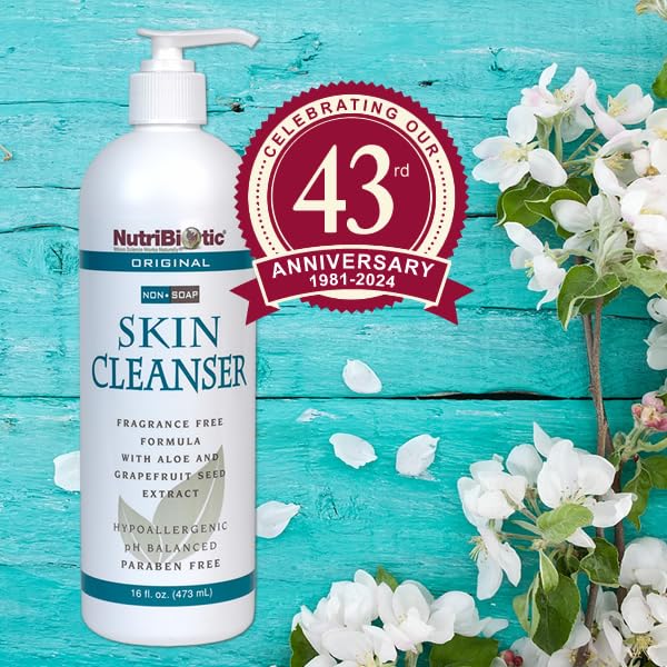NutriBiotic Original Non-Soap Skin Cleanser, 16 Oz Twin Pack | Fragrance Free with GSE | pH Balanced, Hypoallergenic & Biodegradable | Free of Parabens, Fragrance, Phosphates, SLS, Dyes, & Colorings