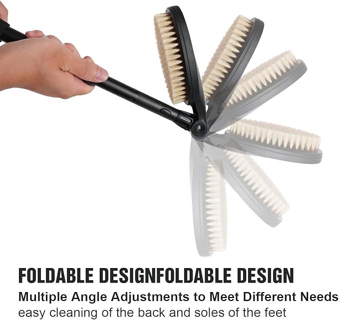 EASACE 3.0 Back Scrubber Brush for Shower, Soft and Stiff Bristles, Adjustable Head, Long Handle, Replacement Brush Head