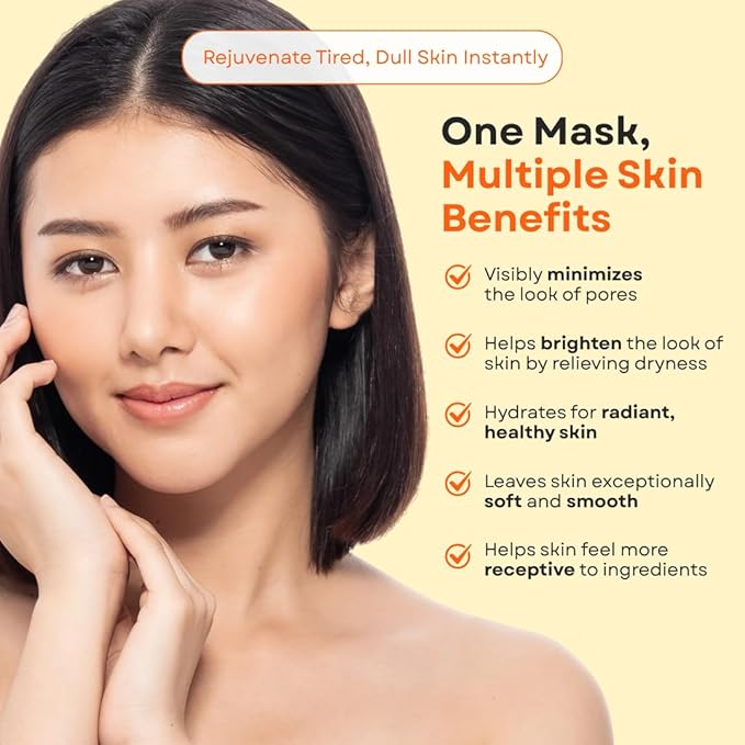 PERFECT ONE FOCUS VC Charge Smooth Mask - Vitamin-Infused Sheet Masks for Skin Care & Pores - Includes 10 Types of Vitamins, Hyaluronic Acid, Ceramides & Niacinamide - Citrus Scent, 7 Sheets