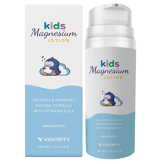 Magnesium Lotion for Kids & Babies Sleep – Unscented Bedtime Body Cream with Natural Ingredients for Sensitive Skin – Topical Magnesium, Multi Vitamins Moisturizer for Relaxation, Soothing Relief