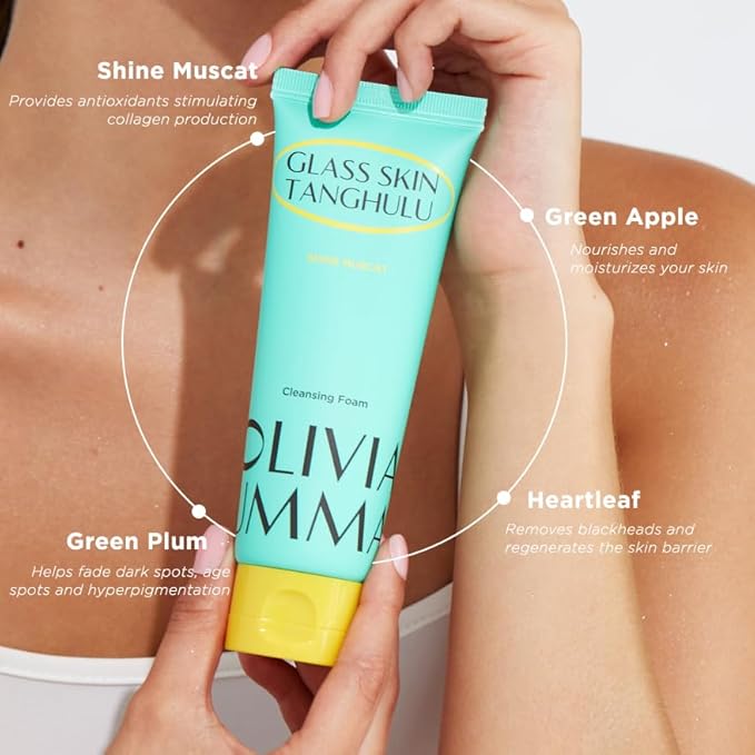 OLIVIAUMMA Glass Skin Tanghulu Shine Muscat Foaming Cleanser - Olivia Umma Deep Cleansing, Moisturizing, and Antioxidant-Rich Korean Face Wash for All Skin Types by Olivia Umma - 120ml