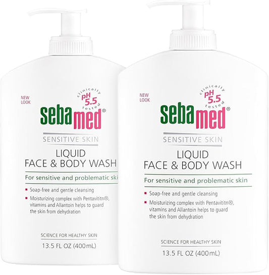 SEBAMED Liquid Face & Body Wash with Pump, 400ml, 2 Pack