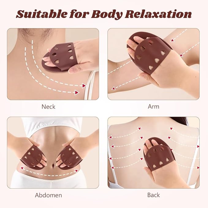 2 Pcs Meridian Massage Brush,with mini Heart Shaped Brush and Tape Measuring Tape Full Body Massage Brushes for Full Body SPA Massager Relaxation(Color:Brown + Yellow)