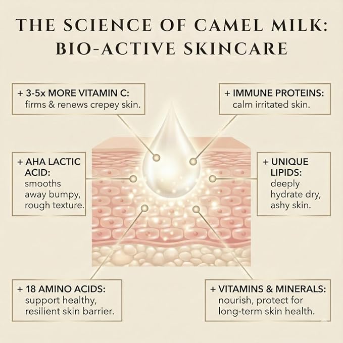 CAMMELLATTE Camel Milk Body Butter | Firming Moisturizer | for Crepey, Dry Skin, Wrinkles & Uneven Texture | Natural Bioactive Anti-Aging Renewal Cream 3.4 oz
