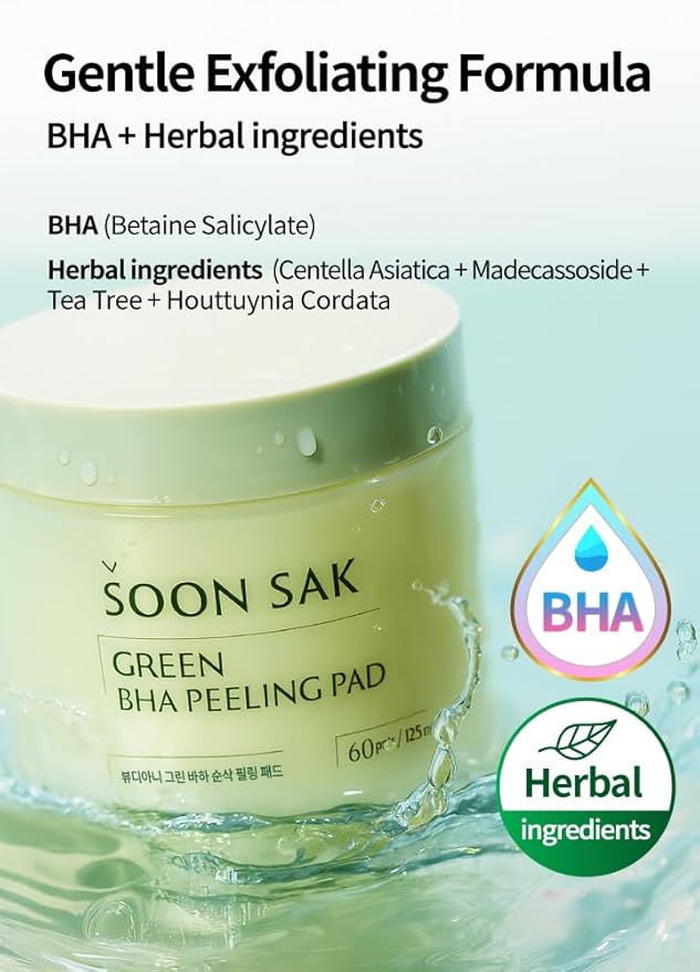 BEAUDIANI Green BHA Peeling Pad 60ct | Korean Exfoliating Toner Pads | Minimize Pores, Soothe Blemish-Prone Skin | Gentle Daily Chemical Exfoliant | K-Beauty Skincare