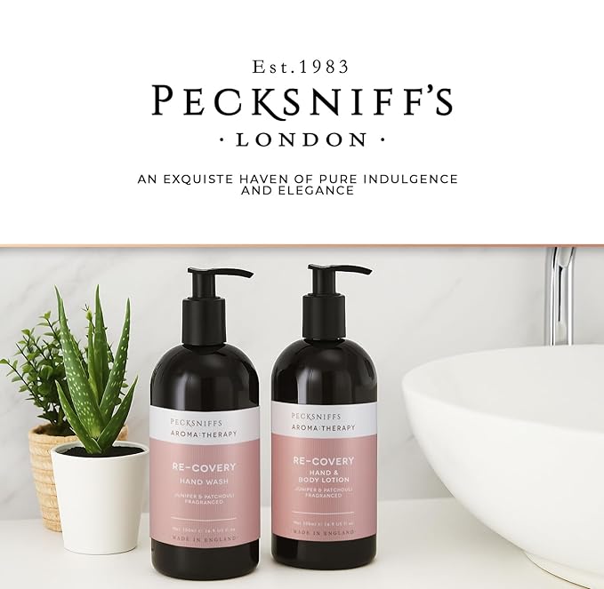 Pecksniffs Moisturizing Hand Wash and Hand & Body Lotion Caddy Set - Aroma:Therapy Re-Covery, 500 ml/16.9 fl oz