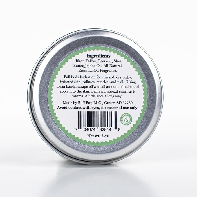 BUFF BAR Pure Bison Tallow Balm, Ponderosa Pine - Scents of Pine, Cypress, & Cedar - All Purpose, Body Butter, Hydrating, Naturally Derived, Replaces Lotion - For Dry, Itchy Skin