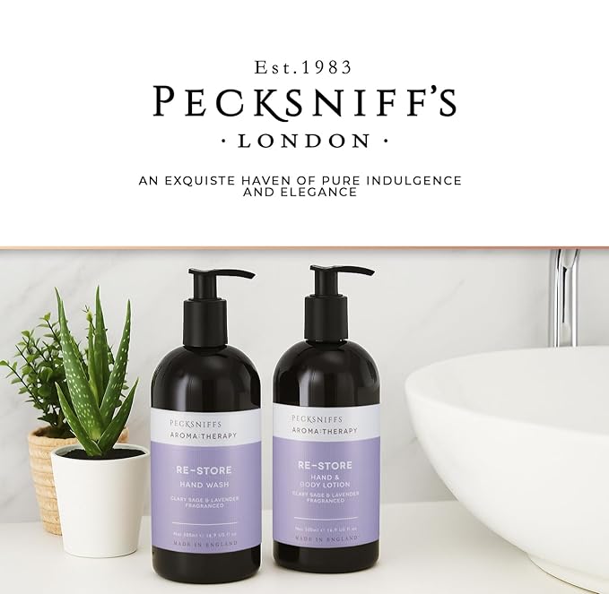 Pecksniffs Moisturizing Hand Wash and Hand & Body Lotion Caddy Set - Aroma:Therapy Re-Store, 500 ml/16.9 fl oz