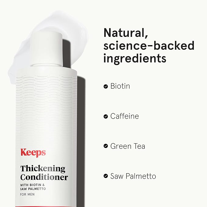 Keeps Men’s Hair Loss Conditioner with Biotin - Anti-Thinning & Hair Growth Shampoo for Men - DHT Blocker with Saw Palmetto & Caffeine for Fuller, Thicker Looking Hair - Color-Safe Products