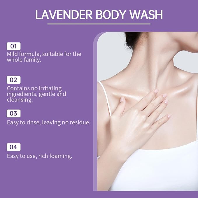 Moisturizing Body Wash, 24-Hour Odor Control, Removes Odor, Moisturizing Formula, Formulated Without SLS or Parabens, 3.38 FL.OZ (Lavender)