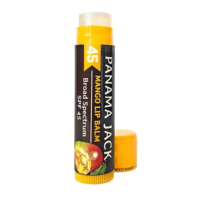 Panama Jack Sunscreen Lip Balm - SPF 45, Broad Spectrum UVA-UVB Sunscreen Protection, Prevents & Soothes Dry, Chapped Lips, Mango, 7-pack