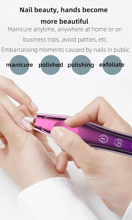 Electric Nail Drill, Electric Nail File Cordless, Electric Nail File Set, 4 Speeds Adjustable Hand Foot Care Manicure Pedicure Drill Tool,Gel Nail File Drill kit for Acrylic Gel Dip Powder Nails