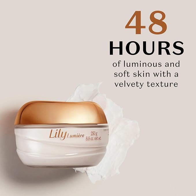 Lily Lumiere Satin Cream, Hydrating Body Cream, 24 Hour Fragranced Body Butter for Dry Skin, 8.8 Ounce