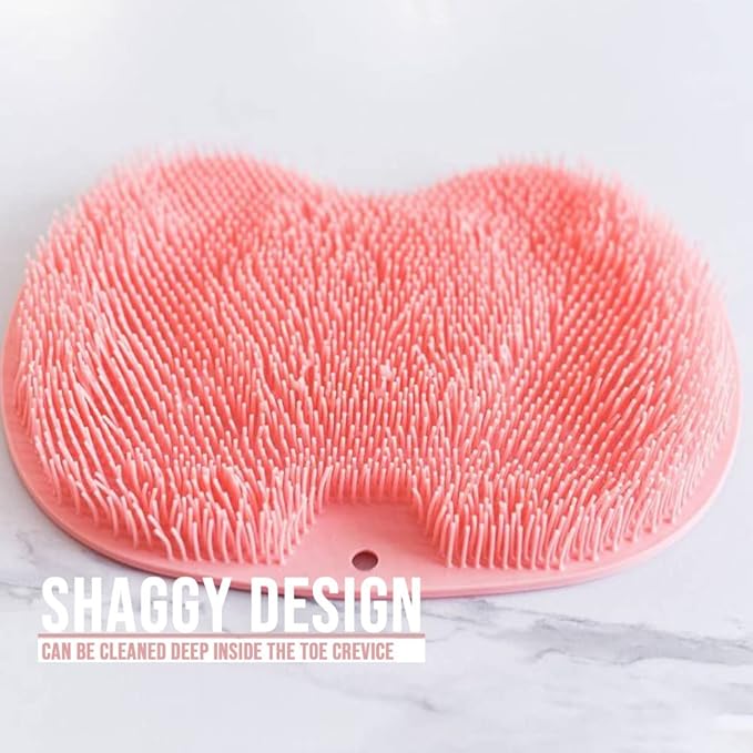 Shower Foot Back Scrubber Massage Pad, 2025 New Shower Foot Scrubber Mat Foot Back Cleaning Pad, Upgrade Shower Foot Scrubber Mat with Non-Slip Suction Cups Back Exfoliating Bath Wash Pad (Pink)