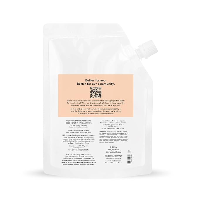 SEEN Deeper Conditioner Eco-Refill- Scented - Non-Comedogenic & Hair Conditioner- Dermatologist-Developed -Safe for Sensitive & Acne Prone Skin