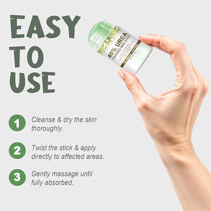 Urea Cream Stick 40% for Feet Maximum Strength, Foot Lotion Stick for Rough Thick Dry & Cracked Skin, with Coconut Oil, Green Tea Extract, Tea Tree and Aloe Vera - 1.41oz
