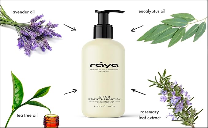 RAYA Eucalyptus Body Soak 16 oz (S-108) | Relaxing Treatment for the Feet, Hands, and Body | Soothing, Conditioning, and Calming | Made with Eucalyptus, Tea Tree, and Lavender Oils