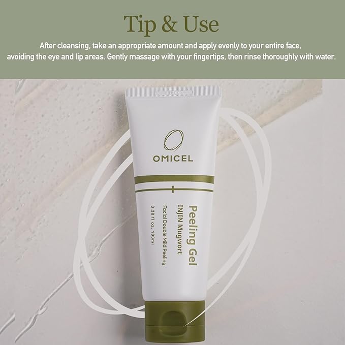 INJIN Mugwort Mild Peeling Gel - Gentle Exfoliator for Sensitive and Oily Skin | Korean Beauty Skincare Solution for Bright, Clean, and Moist Complexion