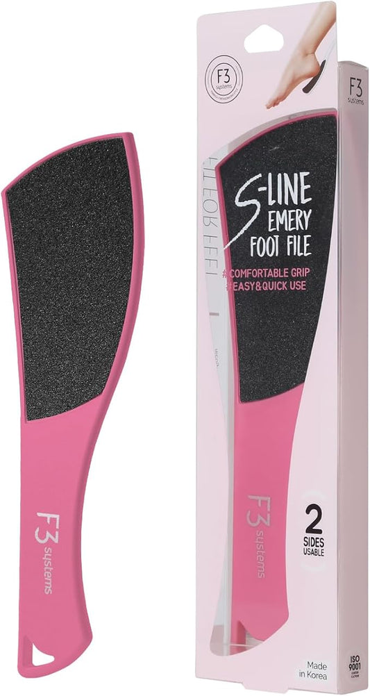 S-Line Emery Foot File(Hot Pink), Colossal Double-Sided Pedicure Tool, Effective for Cracked Heel, Ergonomic Design for Easy Grip