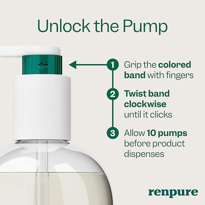 Renpure Tea Tree & Mint Body Wash - Cleanses, Invigorates & Refreshes Skin Without Over-Drying - For All Skin Types - Tea Tree Leaf Oil, Spearmint Leaf Oil - 24 Fl Oz each, 2 Pack