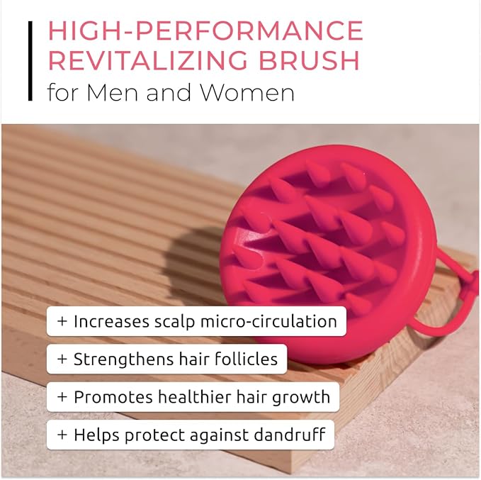 DS Labs Revitalizing Scalp Brush - Silicone Shampoo Massager for a Cleaner, Fresher, Feeling Scalp, Lifts Build Up & Boosts Lather, Ergonomic, Water Resistant, for All Hair Types