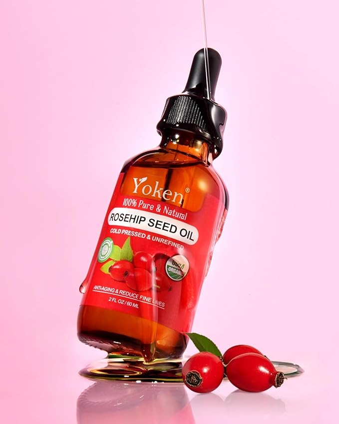 Organic Rosehip Seed Oil for Face,100 USDA Pure Rosehip Oils for Skin,Scars,Hair & Nails.2 fl Oz Cold Pressed Rose HIPS Oils for Skin Care, Anti-Aging, Scar Treatment, GUA SHA Massage Carrier Oil