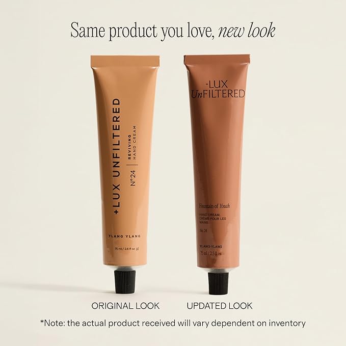 + Lux Unfiltered N°24 Fountain of Youth Age Defying Hand Cream for Women & Men - Moisturizing Hand Cream for Dry Cracked Hands - Lightweight & Fast-Absorbing - Vegan & Cruelty Free - Ylang Ylang