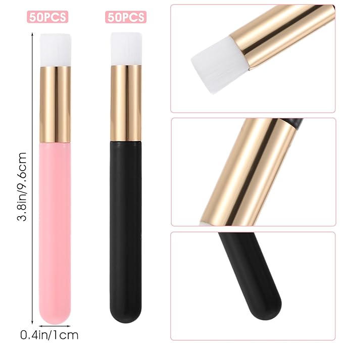 100 Pcs Lash Shampoo Brushes with Container, Eyelash Extension Cleansing Brush Nose Pore Cleaning Tool Peel off Blackhead Removing Tool Cosmetic Lash Cleanser Facial Cleansing (Black & Pink)