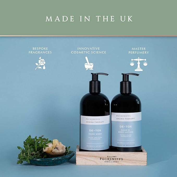 Pecksniffs Moisturizing Hand Wash and Hand & Body Lotion Caddy Set - Aroma:Therapy De-Tox, 500 ml/16.9 fl oz