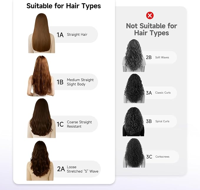 Hair Dryer Air Straightener Non-Movable Clamp Flat Iron No Heated Plates No Damage No Hand-Feeding Automatic Draws Hair Straighteners 2 in 1 Dry & Straight Styling Blower Tool for Women 1A to 2A Hair