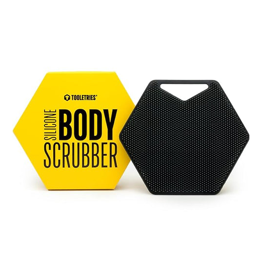 TOOLETRIES Body Scrubber - Exfoliates & Deep Cleans - Silicone Shower & Bathroom Accessory with Bespoke Bristles and Ergonomic Handles - Charcoal