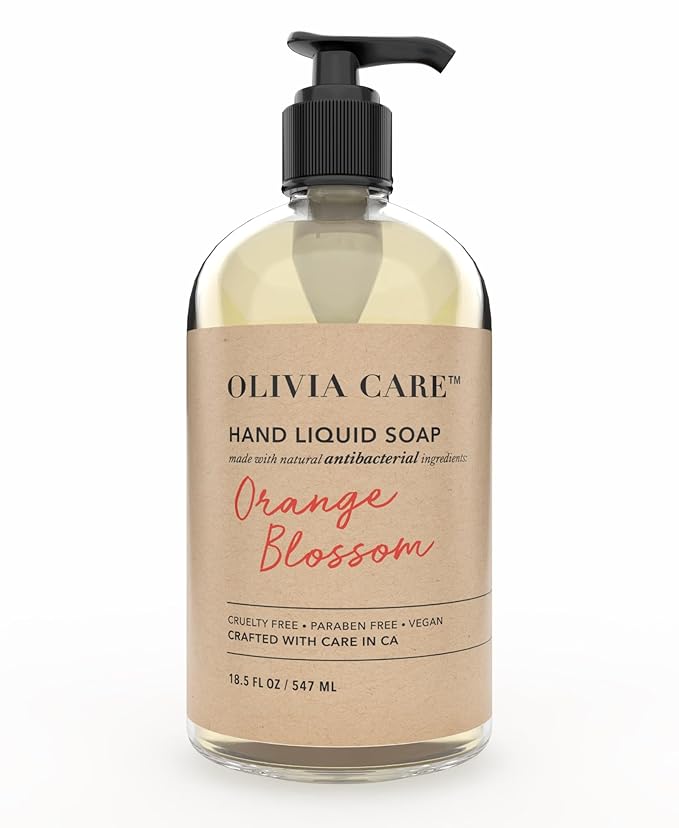 Olivia Care Antibacterial Hand Soap - Infused with Sage & Tea Tree Oil & Orange Blossom Fragrance, Cleansing, Germ-Fighting, Moisturizing Hand Wash for Kitchen & Bathroom - 18.5 fl oz