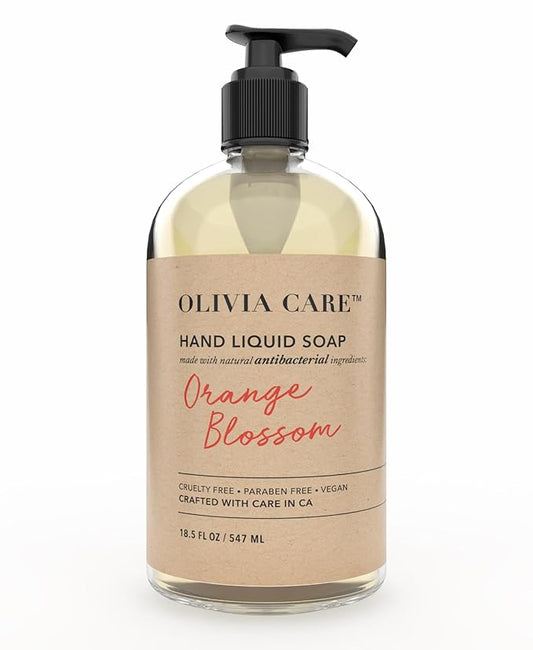 Olivia Care Antibacterial Hand Soap - Infused with Sage & Tea Tree Oil & Orange Blossom Fragrance, Cleansing, Germ-Fighting, Moisturizing Hand Wash for Kitchen & Bathroom - 18.5 fl oz