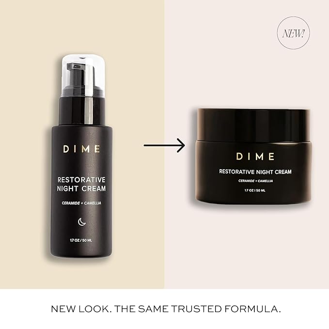 DIME Beauty Restorative Night Cream, Facial Moisturizer with Ceramides and Sea Buckthorn, 1.7 oz / 50 ml in Pump