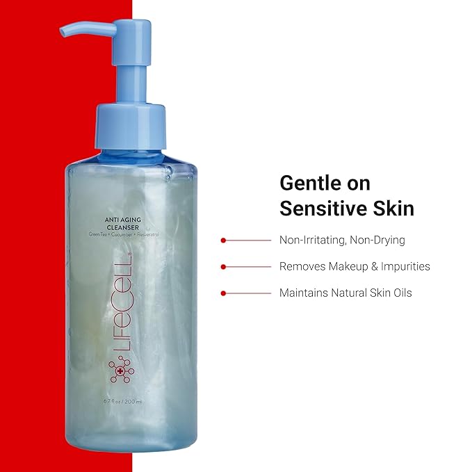 LifeCell Anti-Aging Face Cleanser – pH-Balanced Facial Cleanser for Sensitive Skin – Hydrating Gentle Daily Face Wash for All Skin Types – 200ml